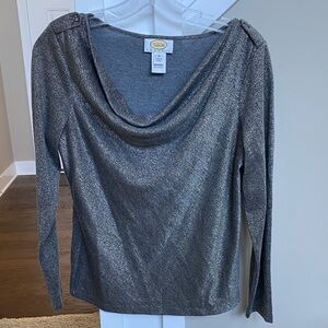 Talbots Gray Metallic Knit Top